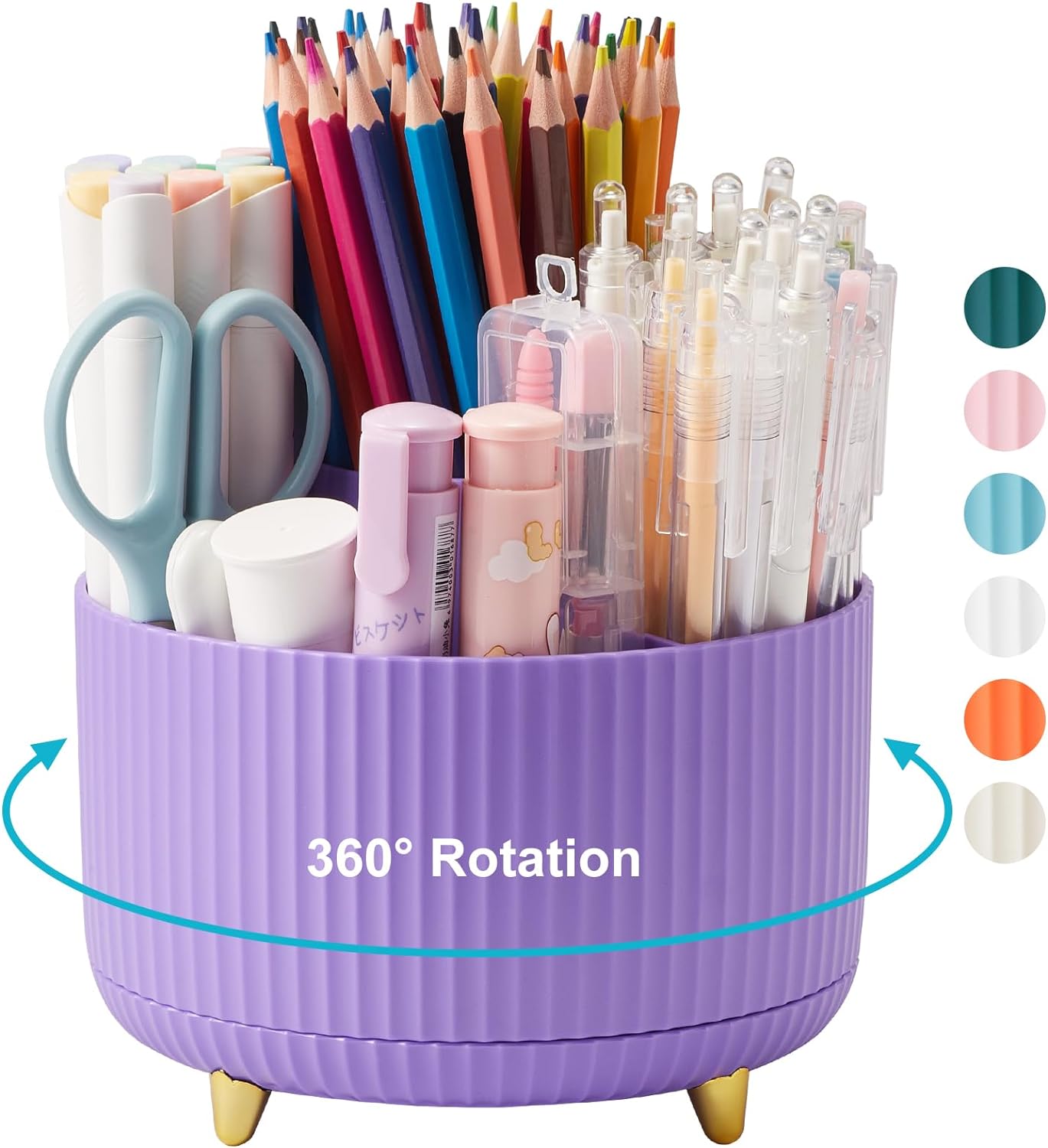 Desk Pencil Pen Holder, Rotating Desk Pen Organizers for Desk, Desktop Storage, Stationery Supplies for Office, School, Home -5 Slots Desk Pencil Pen Holder, Rotating Desk Pen Organizers for Desk, Desktop Storage, Stationery Supplies for Office, School, Home -5 Slots